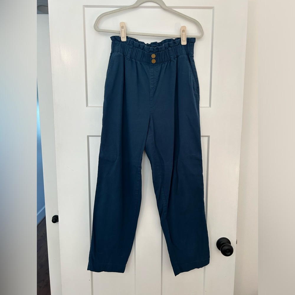 LOFT high rise straight paper bag pants